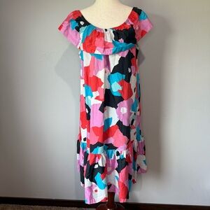 Vintage David Brown for I. Magnin Off-Shoulder Dress | Abstract Floral | Size M